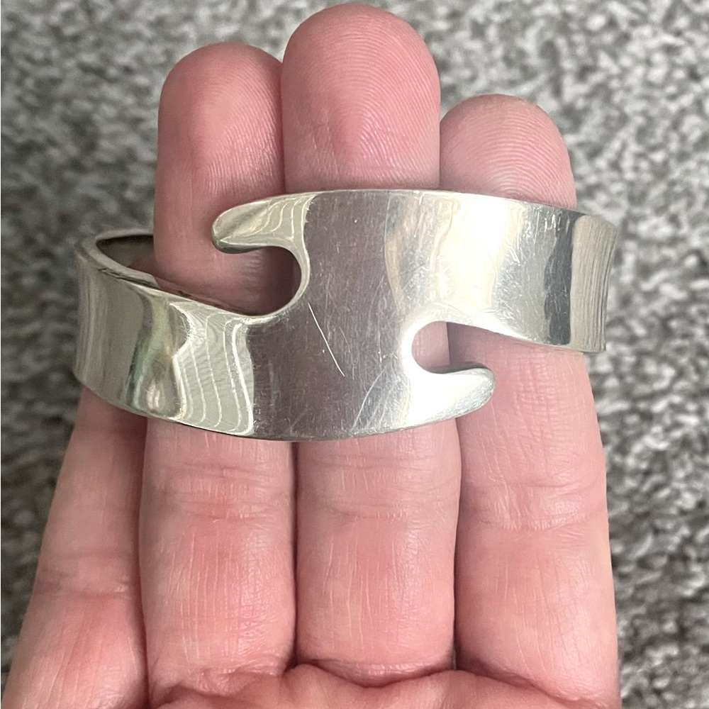 950 Silver Cuff Bangle - image 5